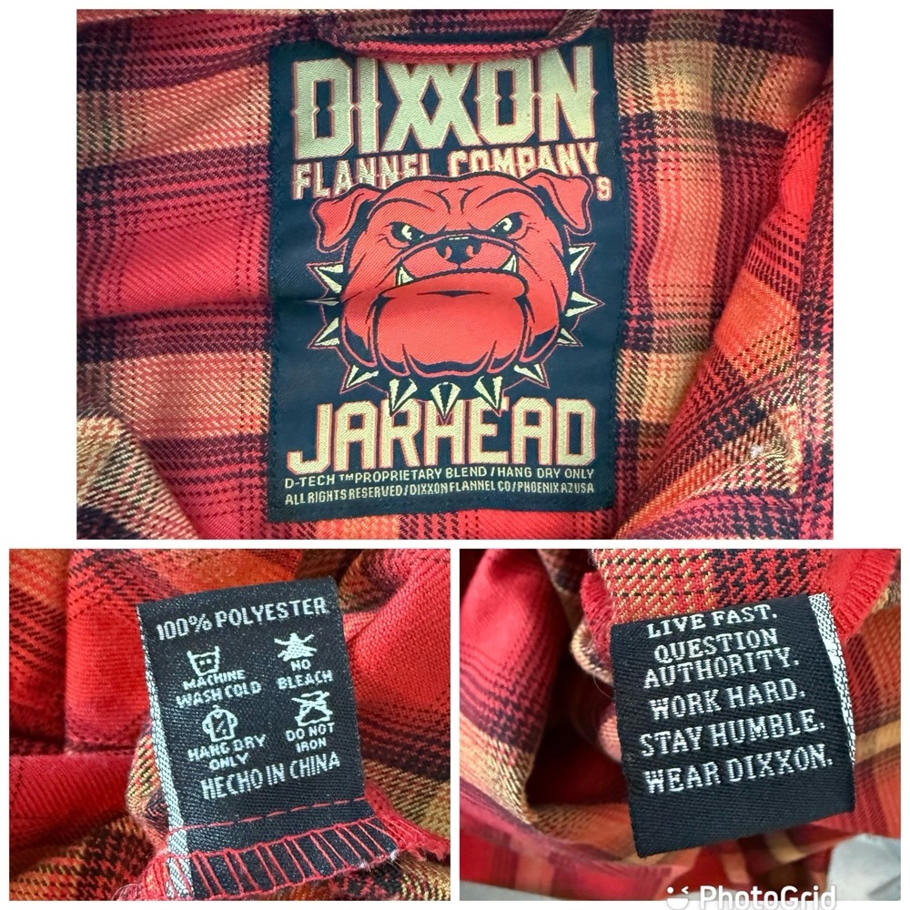 Dixxon Jarhead Red Long Sleeve Flannel Plaid Work Shirt Outdoor Mens Small - Picture 12 of 12